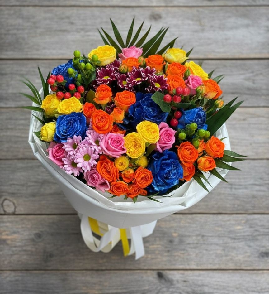 Букет цветов из: Розы и Хризантемы в Ширяево