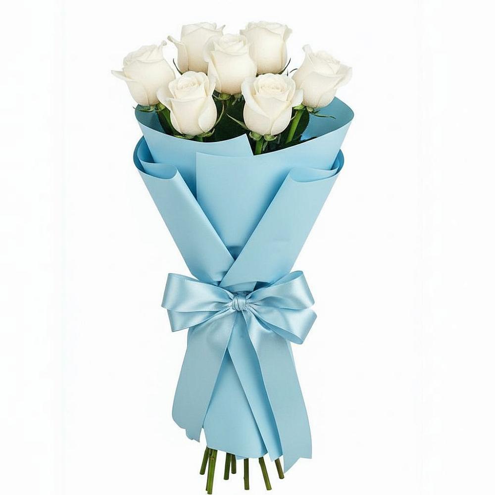 Букет 7 белых роз Проуд в Ширяево