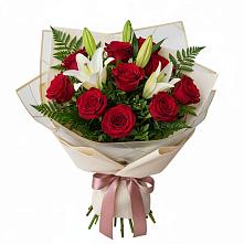 Букет цветов из:  Лилии и Розы в Ширяево