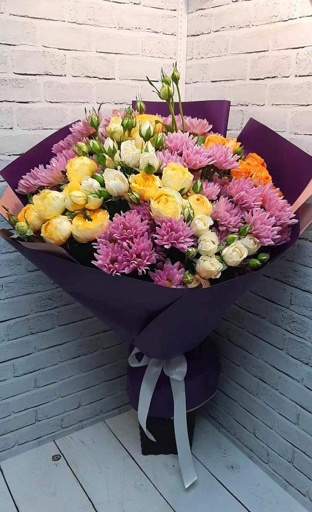 Букет цветов из: Хризантемы и Розы в Ширяево