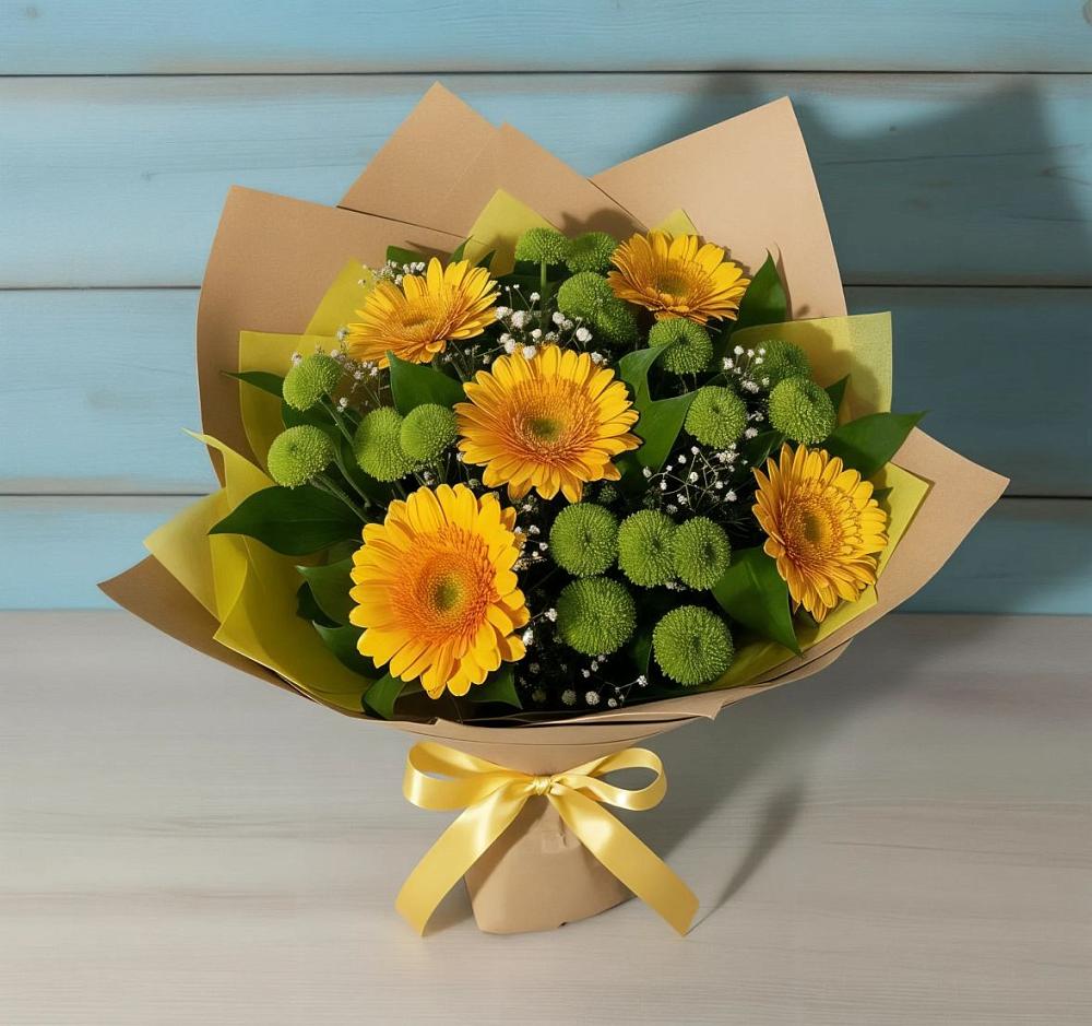Букет цветов из: Герберы и Хризантемы в Ширяево
