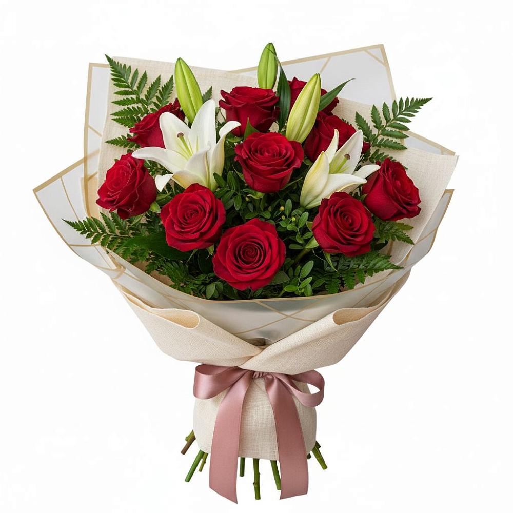 Букет цветов из: Лилии и Розы в Ширяево