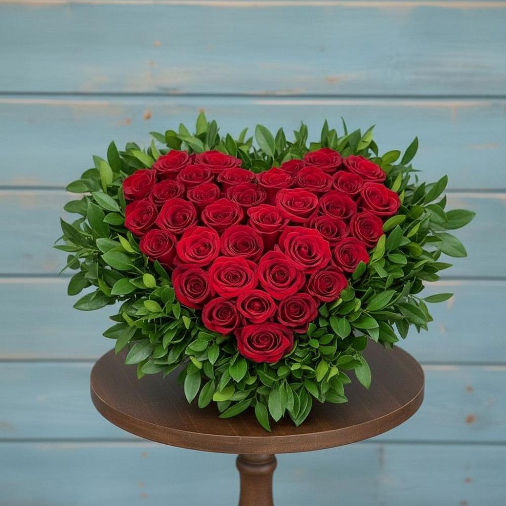 Цветочная композиция из Розы в виде сердца в Ширяево