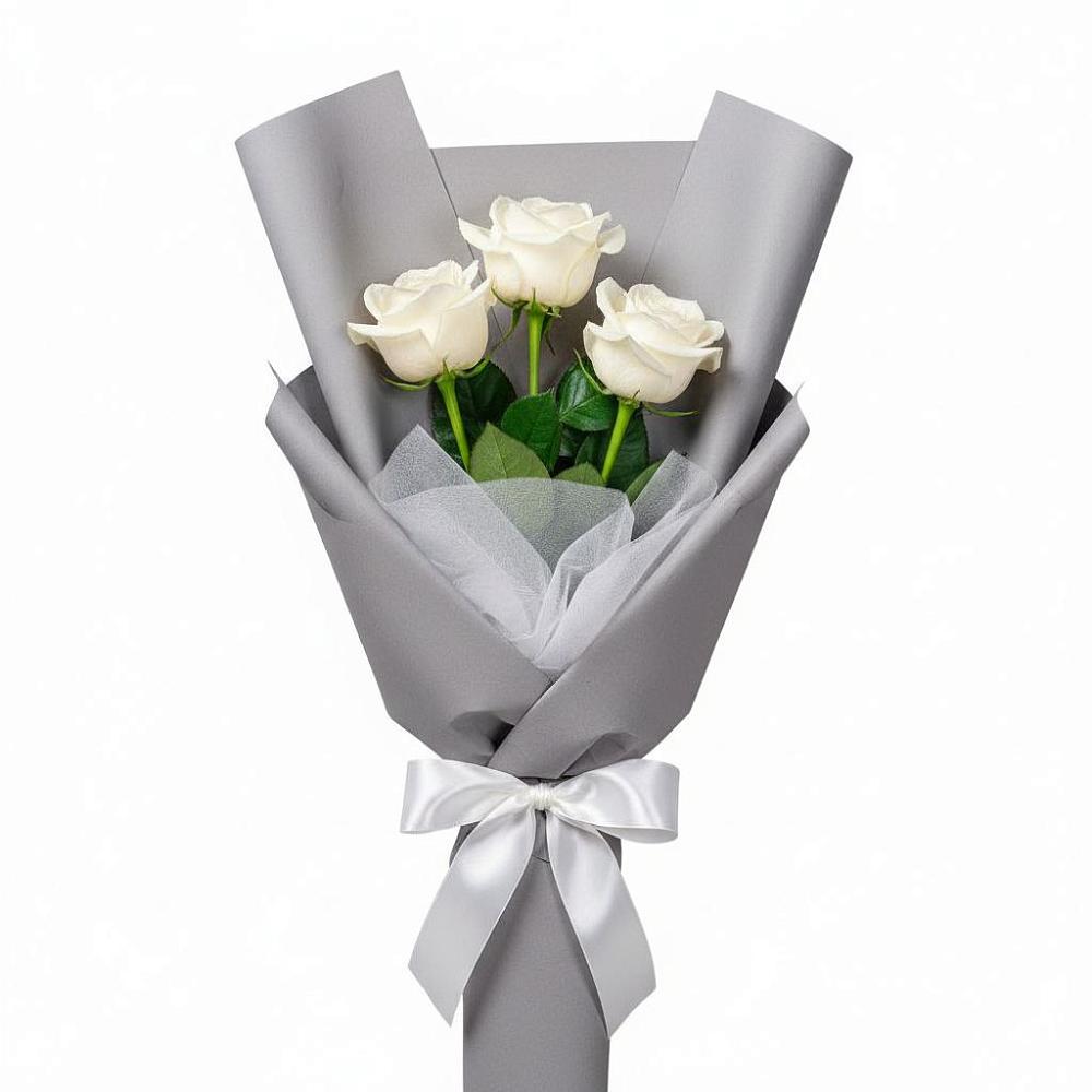 Букет 3 белые розы в Ширяево
