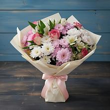 Букет цветов из:  Хризантемы, Альстромерии и Розы в Ширяево