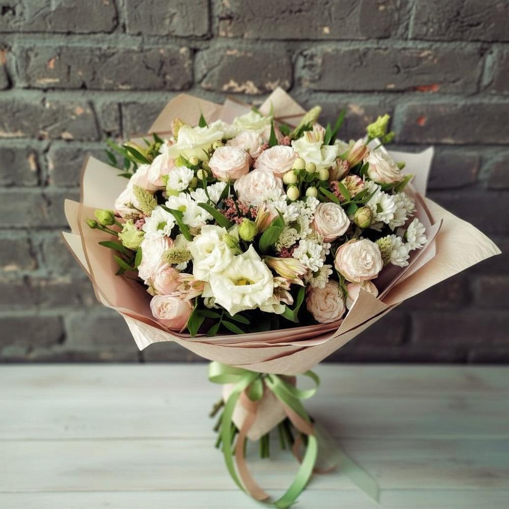 Букет цветов из: Альстромерии, Розы и Хризантемы в Ширяево