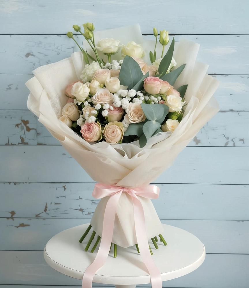 Букет цветов из: Розы и Лизиантусы в Ширяево