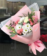 Букет цветов из:  Розы, Лизиантусы и Хризантемы в Ширяево