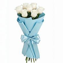 Букет 7 белых роз Проуд в Ширяево