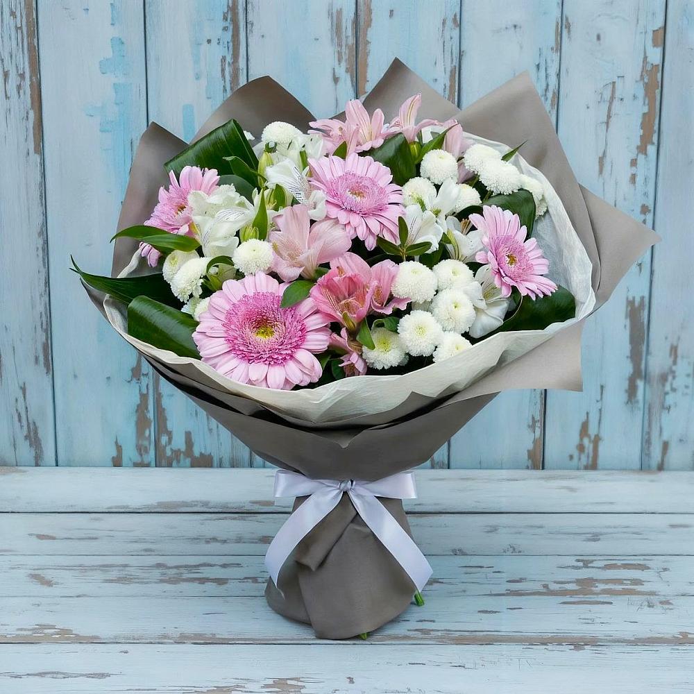 Букет цветов из: Герберы, Альстромерии и Хризантемы в Ширяево